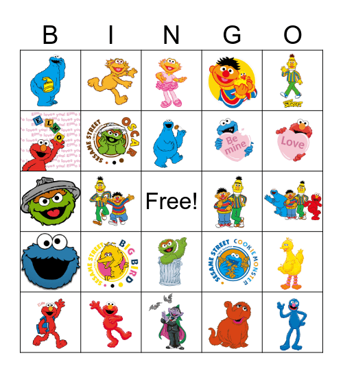 Sesame Street VDay Bingo Card