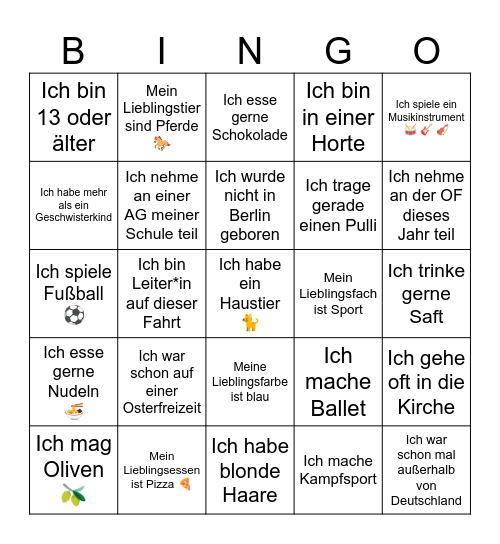 OF Bingo Card