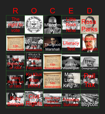 The Civil Rights Movement Bingo Card