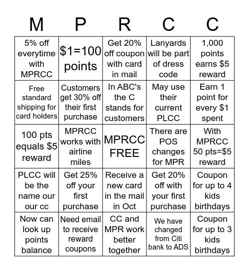 MPRCC Bingo Card