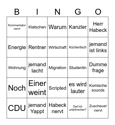 Habeck Bingo Card