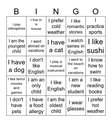 Who are you? Bingo Card