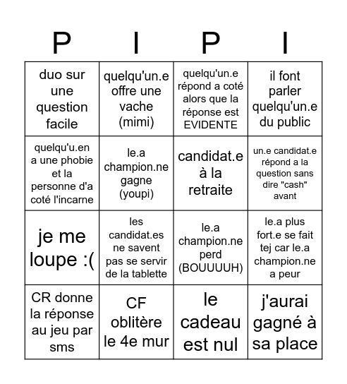 TLMVPSP Bingo Card