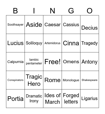 CAESAR BINGO Card