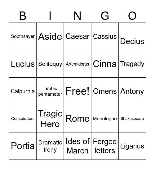 CAESAR BINGO Card