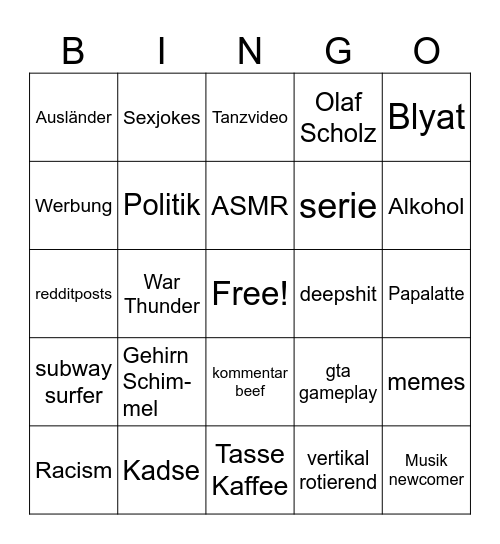 Tiktok Bingo Card