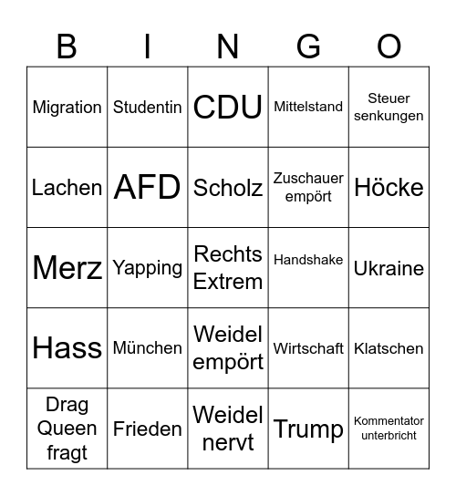 Weidel Bingo Card