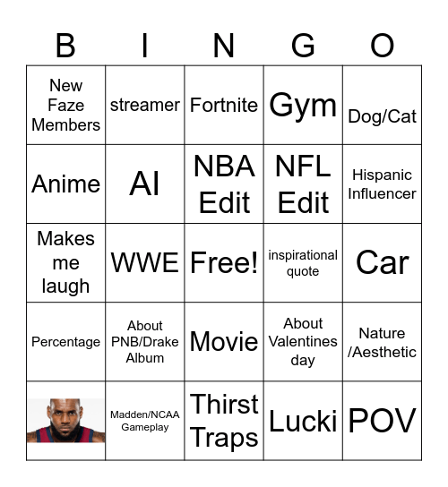 TIKTOK BINGO Card