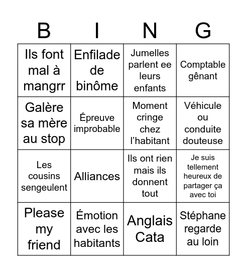 Pekin express Bingo Card