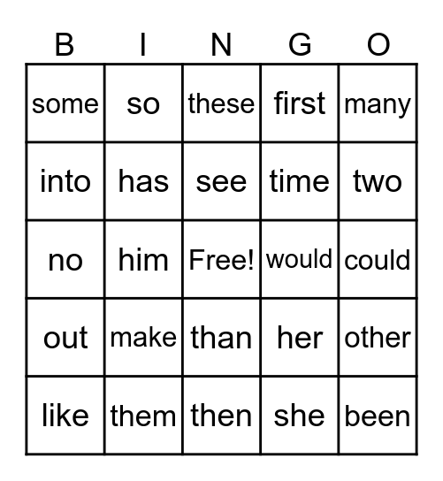 Sight Words #3 Bingo Card