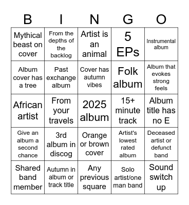 The Fall of Bingo Card