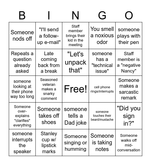 Professional Development BINGO Card