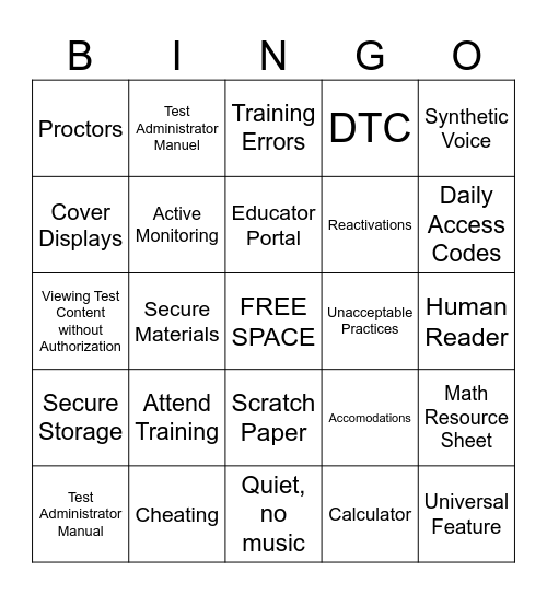 KAP Security & Ethics Training Bingo Card