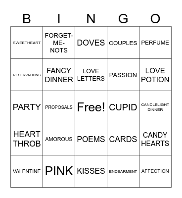 Valentine's Day Bingo Card