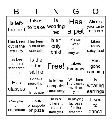 Icebreaker Bingo: Find Someone Who Bingo Card