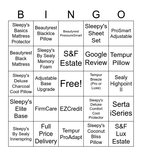 Prezzz Day Sale Bingo Card