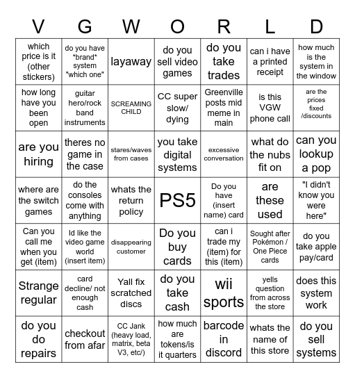 VGW BINGO Card