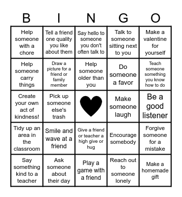 Acts of Kindness BINGO Card