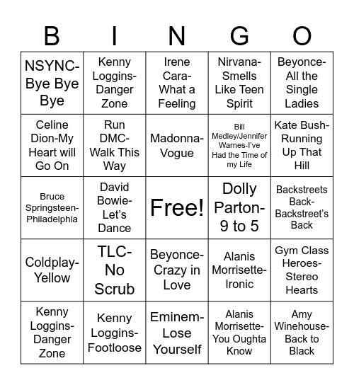 PALentine's Day Music Bingo Card