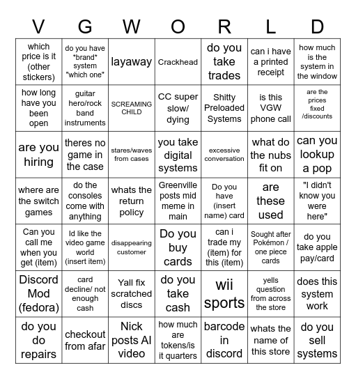 VGW BINGO Card