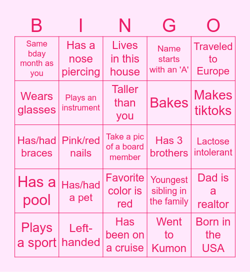 Galentine's Soiree Bingo Card