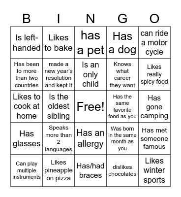 Icebreaker Bingo: Find Someone Who Bingo Card