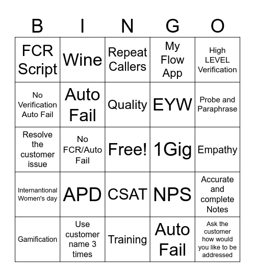 Vlentines Day Fun Friday Bingo Card