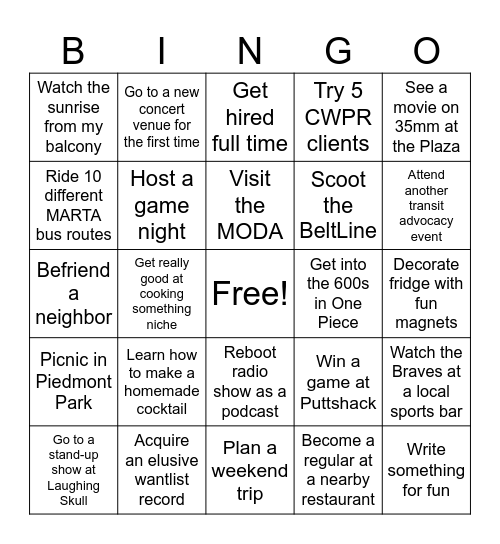NEW APARTMENT BINGO Card