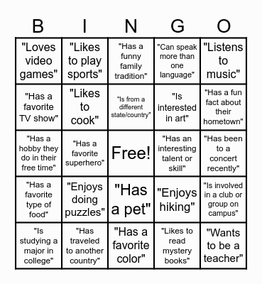 AVID TUTOR BINGO Card