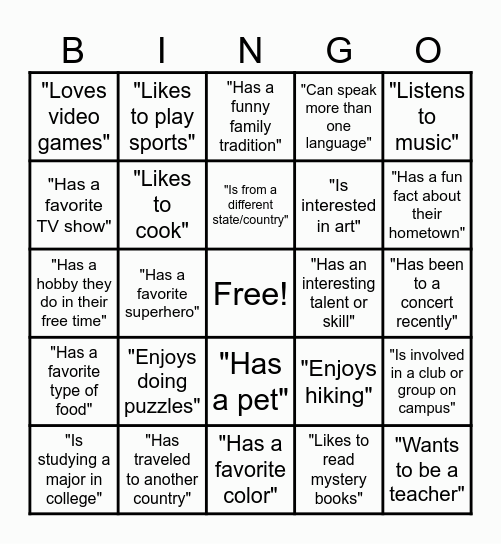 AVID TUTOR BINGO Card