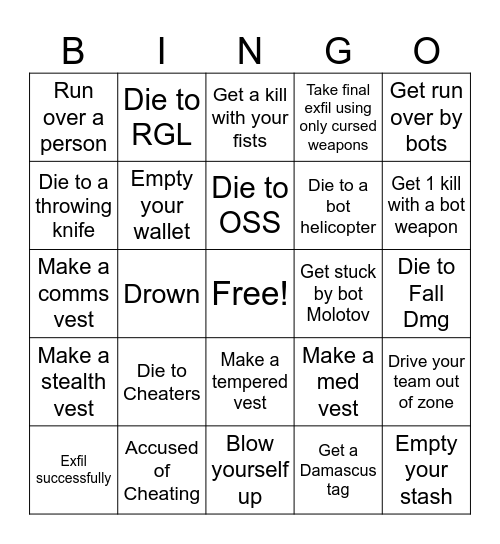 DMZ BINGO Card