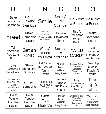 KINDNESS BINGO Card