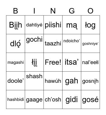 animals Bingo Card