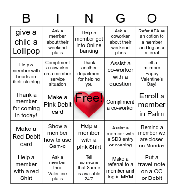 Holmen Valentine Bingo Card