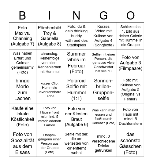 HUMMEL JGA Bingo Card