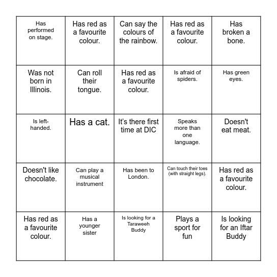 Find someone who..... Bingo Card