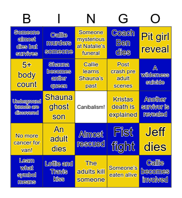 Yellowjackets S3 Bingo Card