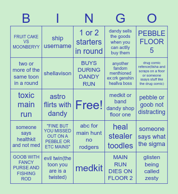 DANDY WORLD Bingo Card