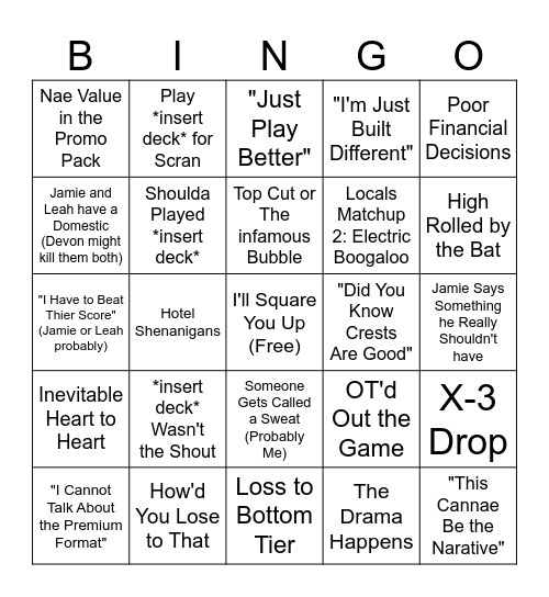 Nats Bingo Card