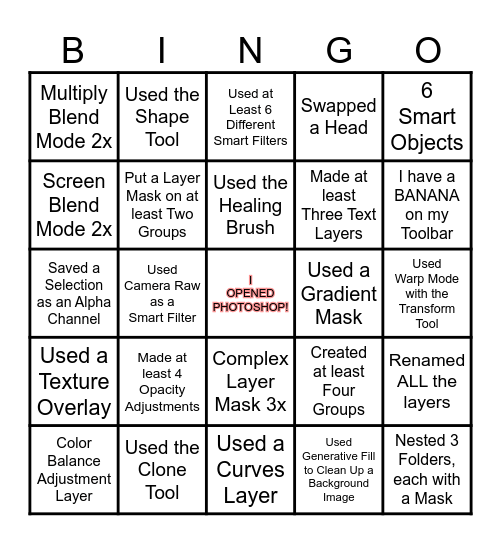 Photoshop Layer Tennis Bingo Card