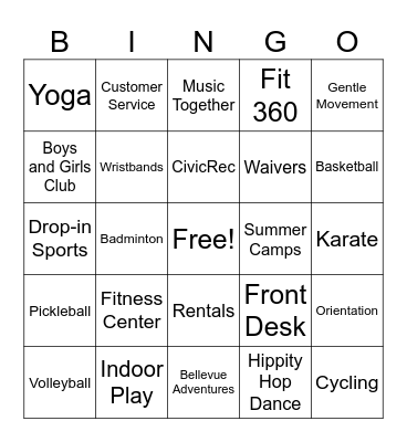 SBCC BINGO Card