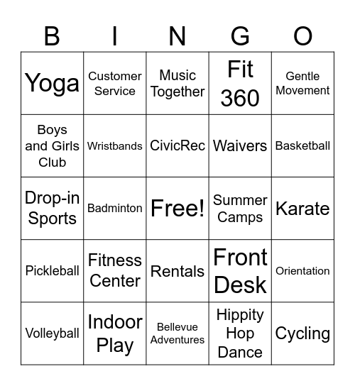 SBCC BINGO Card