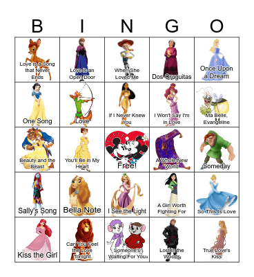 Disney: Valentine's Bingo Card