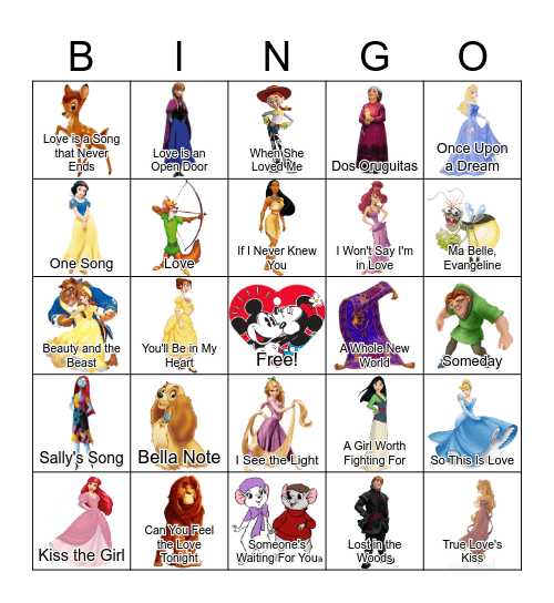 Disney: Valentine's Bingo Card