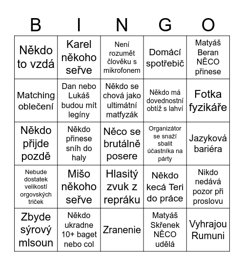 FYZIKLANI2025 Bingo Card