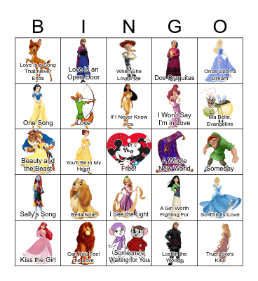 Disney: Valentines Bingo Card