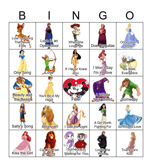 Disney: Valentines Bingo Card