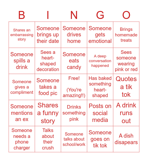 KIANNA'S GALENTINES Bingo Card