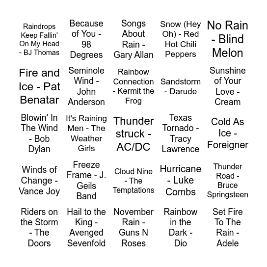 Up Next With The Forecast Bingo Card