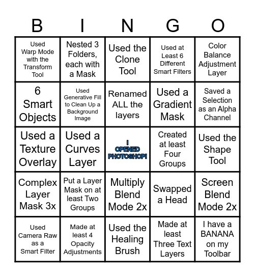 Photoshop Layer Tennis Bingo Card